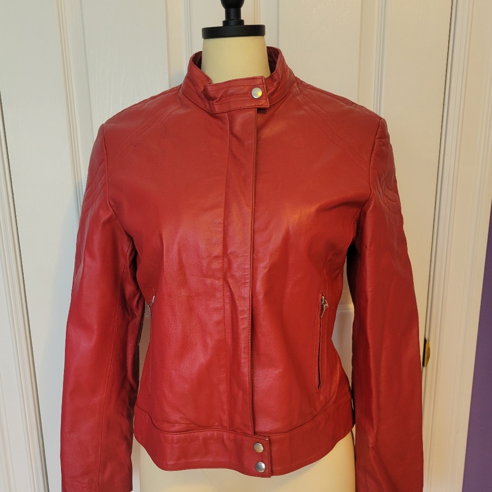 Red David Moore 100% Leather Jacket